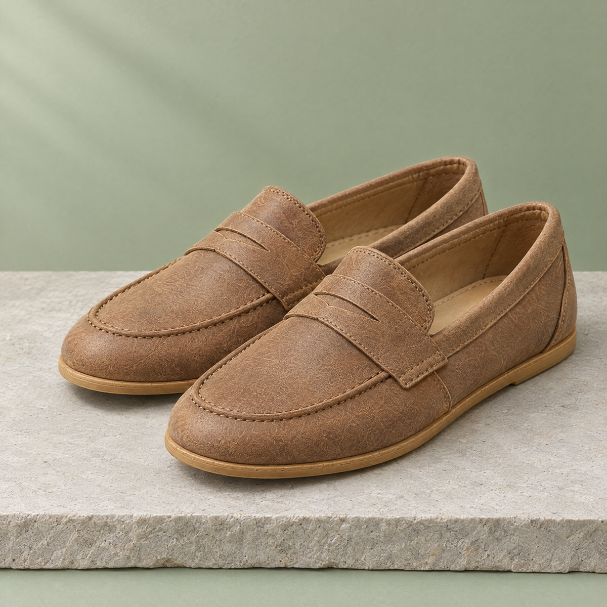 Ridge grounding penny loafer in Beige Brown