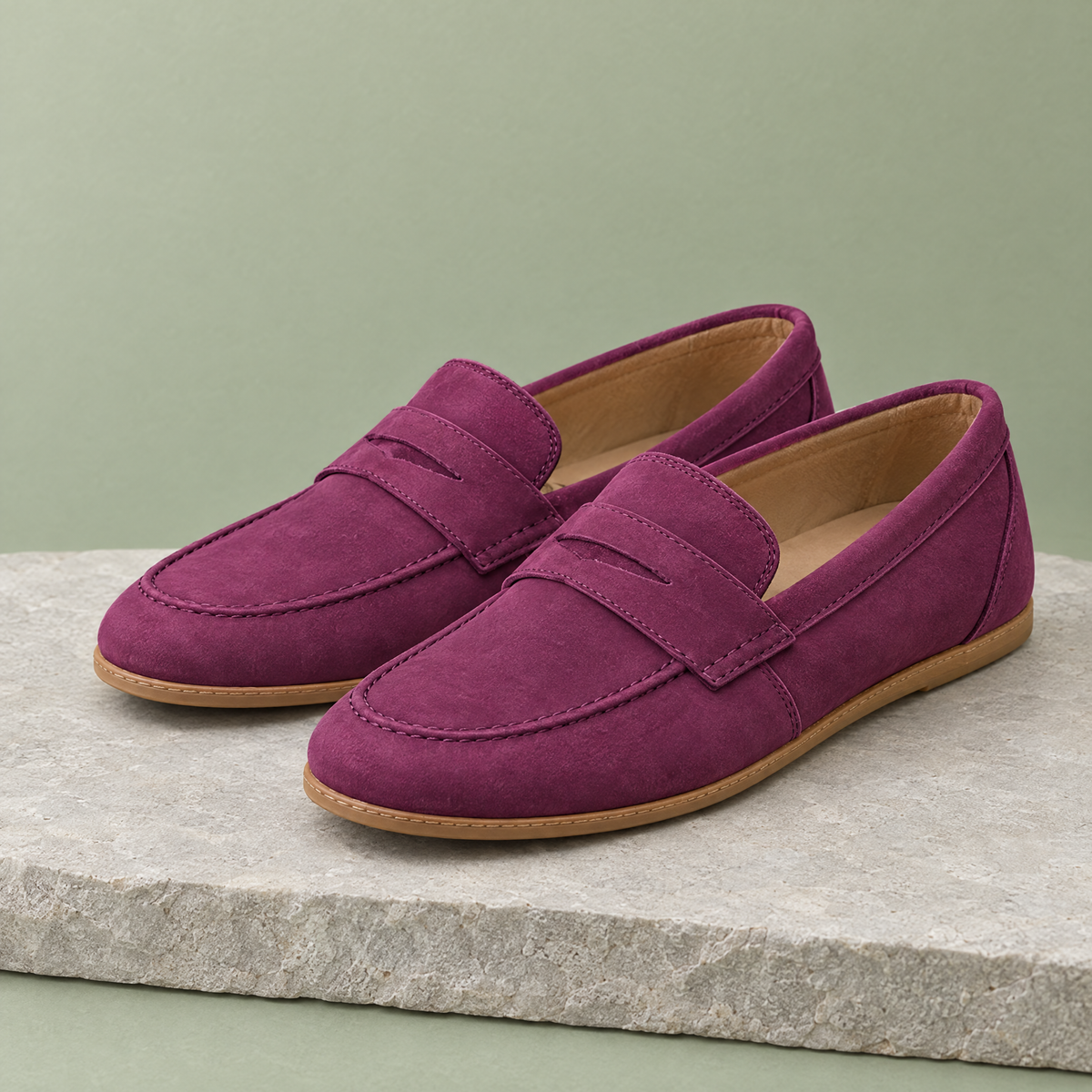 Laurel grounding penny loafer in Nubuck Burgundy