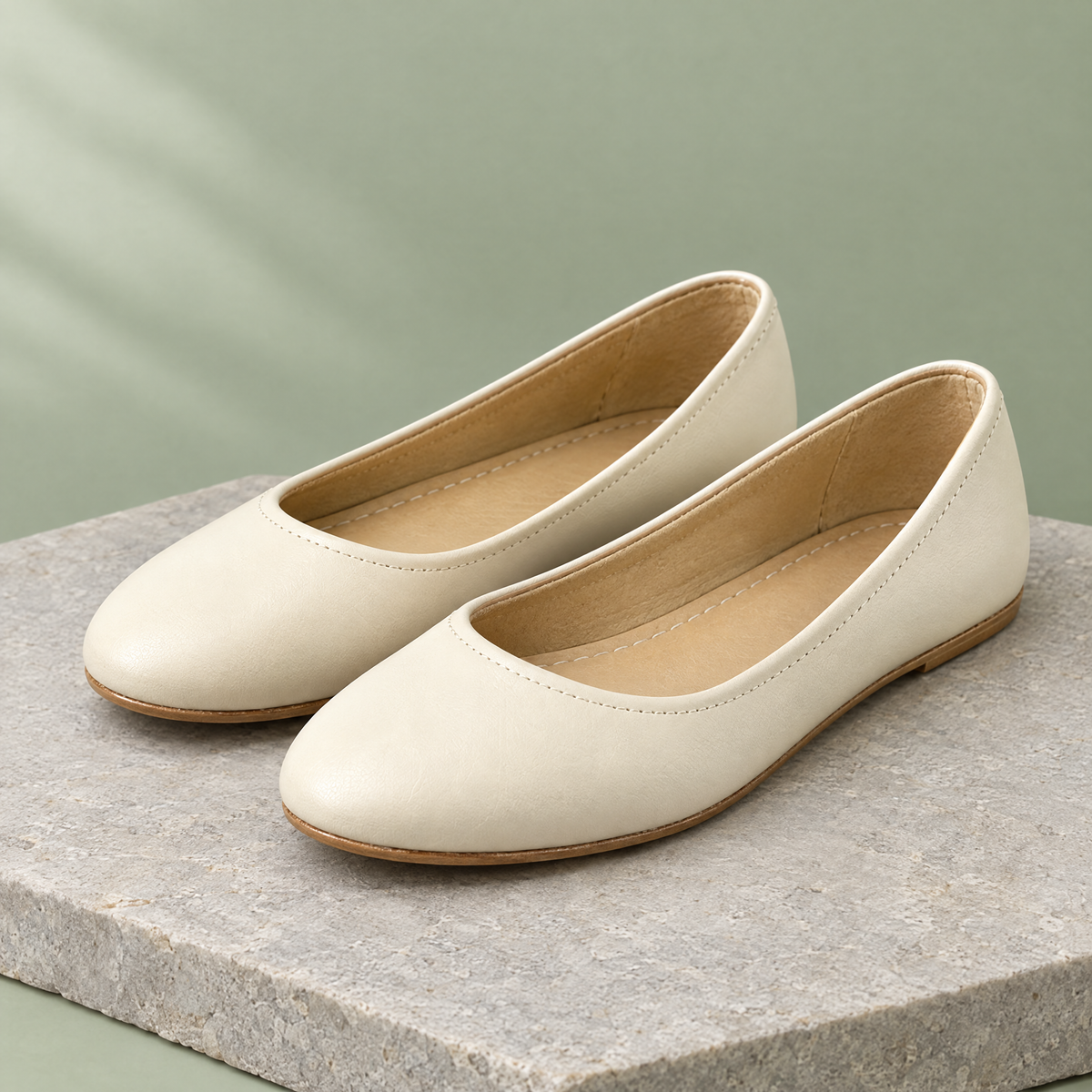 Sedge grounding ballet flat in Stone Beige
