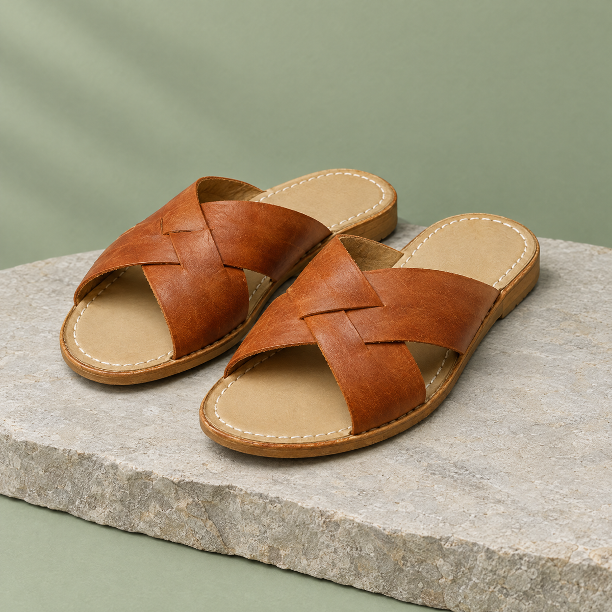 Delta grounding crossover sandal in Honey Brown