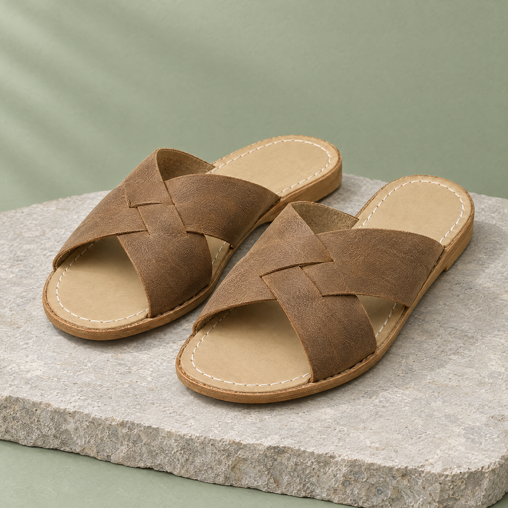 Delta grounding crossover sandal in Beige Brown