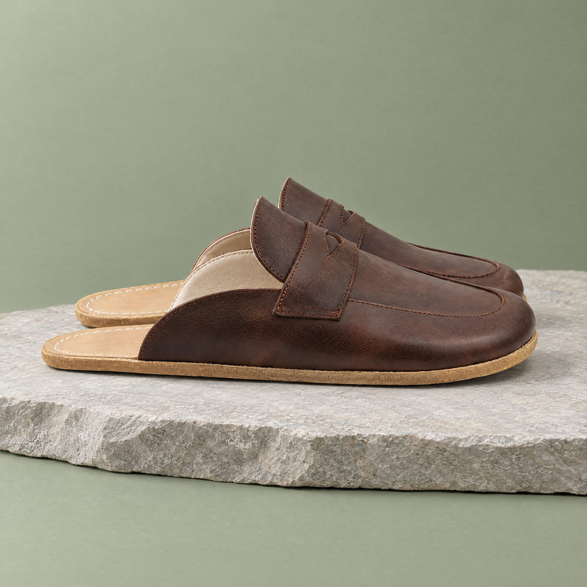 Flint grounding backless penny clog in Brentwood Brown