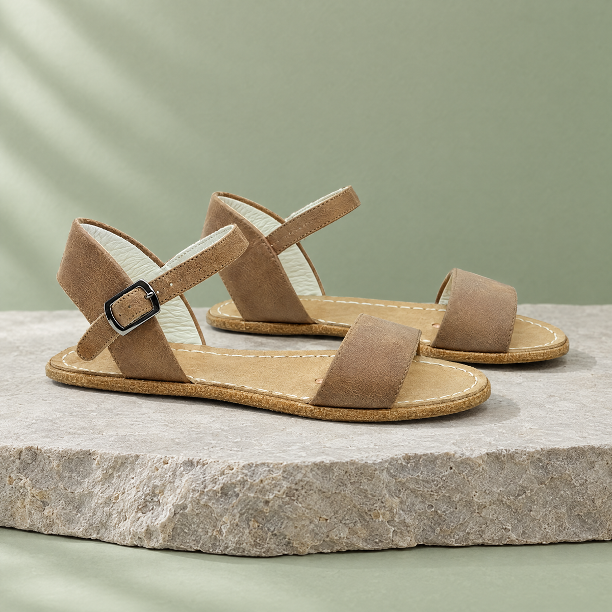 Tide grounding ankle-strap sandal in Beige Brown
