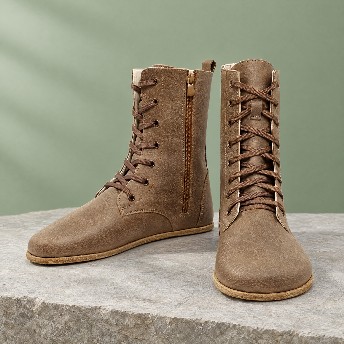 Timber grounding long boot in Beige Brown