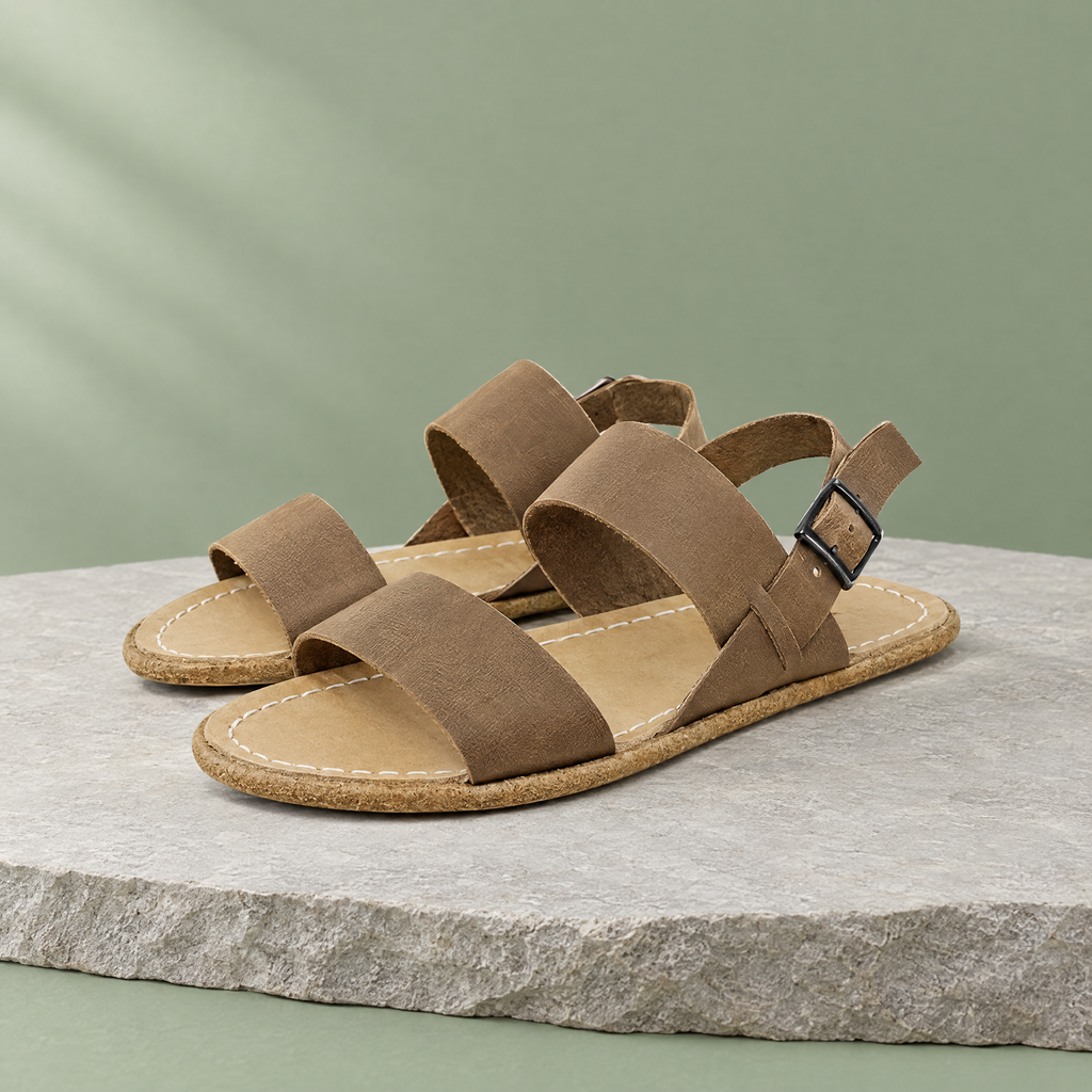 Brook grounding double-strap sandal in Beige Brown