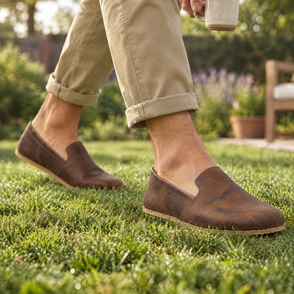Moss grounding grip slip-on worn outdoors on natural ground