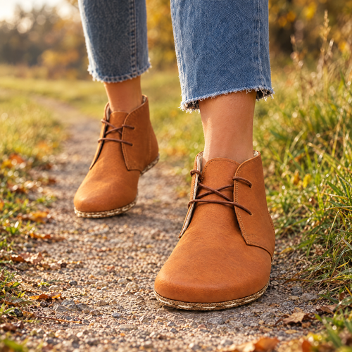 Basin grounding chukka boot worn outdoors on natural ground