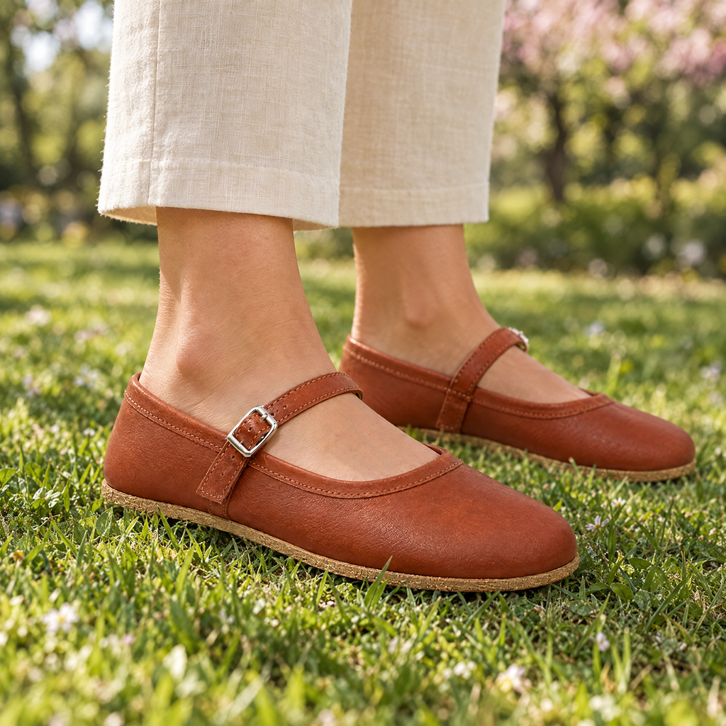 Clover grounding mary jane worn outdoors on natural ground